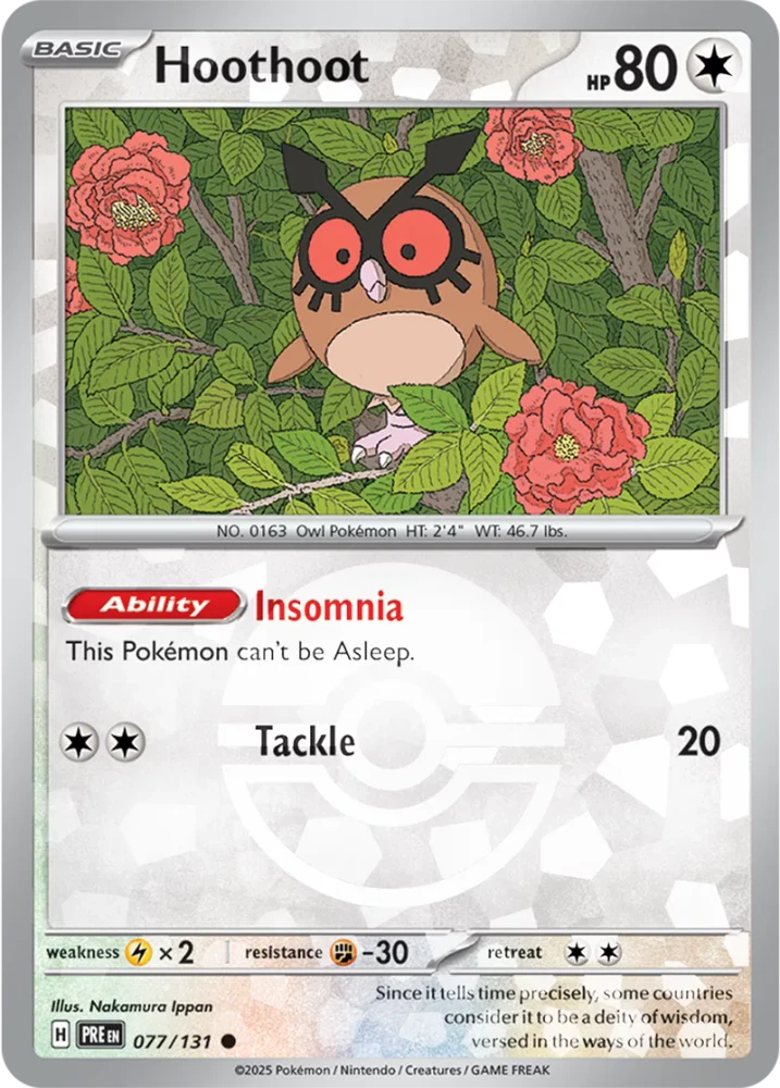 Hoothoot 077/131 - Prismatic Evolutions - Pokeball Reverse Holo