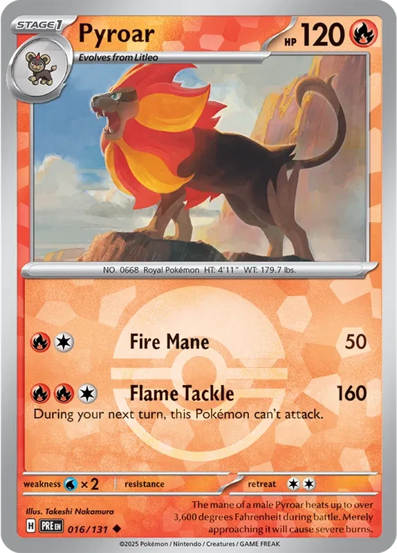 Pyroar 016/131 - Prismatic Evolutions - Pokeball Reverse Holo
