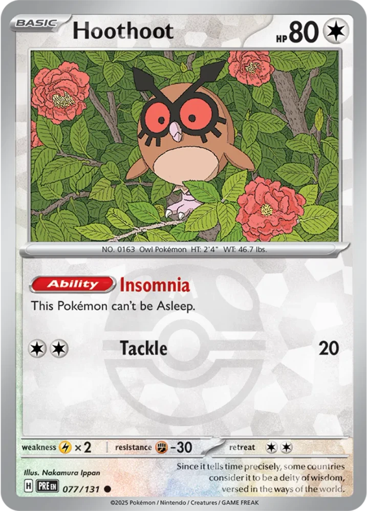 Hoothoot 077/131 - Prismatic Evolutions - Masterball Reverse Holo