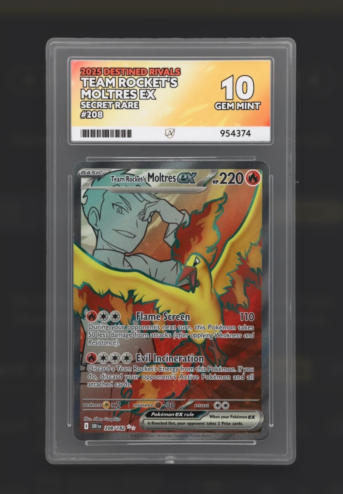 Team Rockets Moltres EX 208/182 - Destined Rivals - Secret Rare - ACE 10