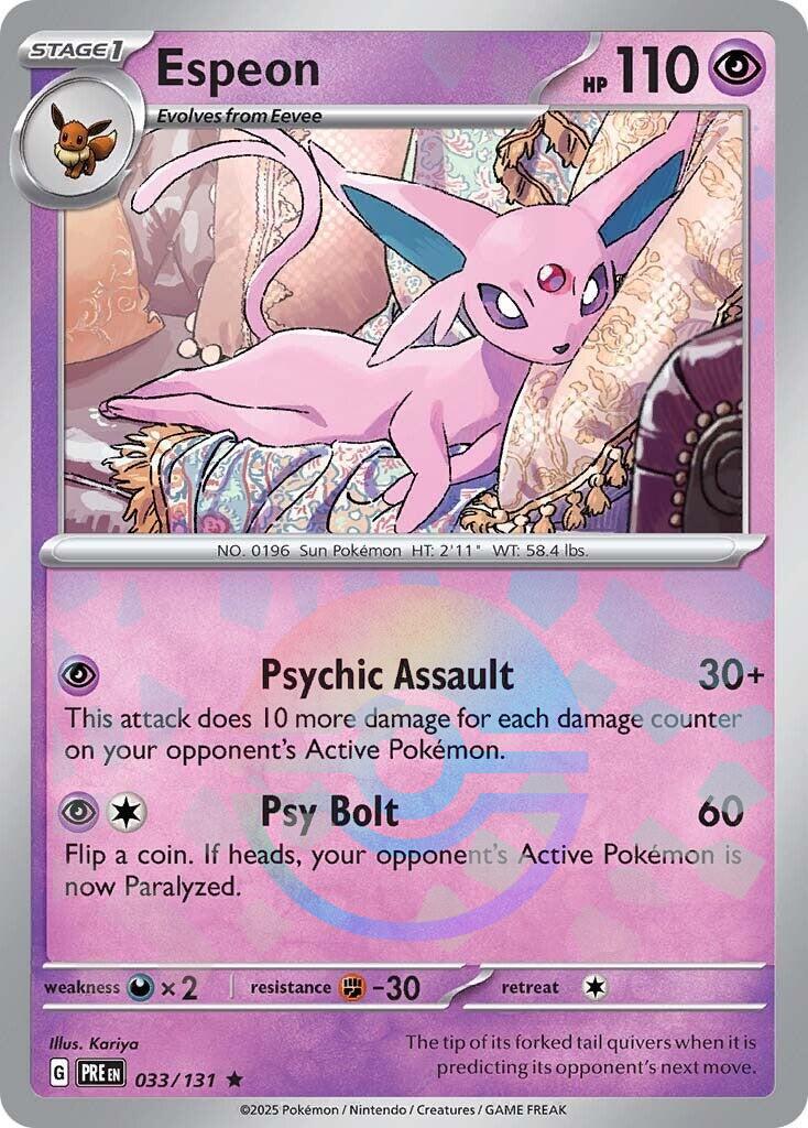 Espeon 033/131 - Prismatic Evolutions - Pokeball Reverse Holo