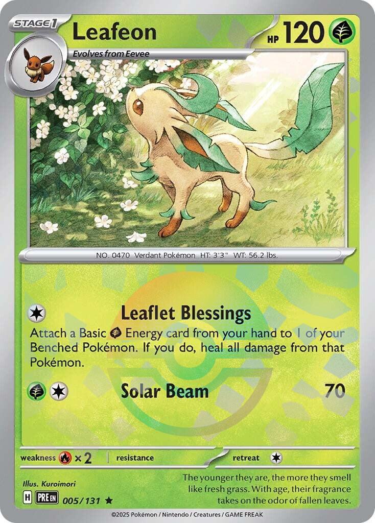 Leafeon 005/131 - Prismatic Evolutions - Pokeball Reverse Holo