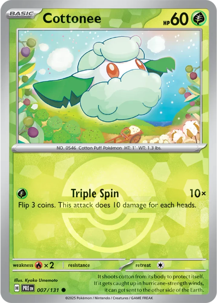 Cottonee 007/131 - Prismatic Evolutions - Pokeball Reverse Holo