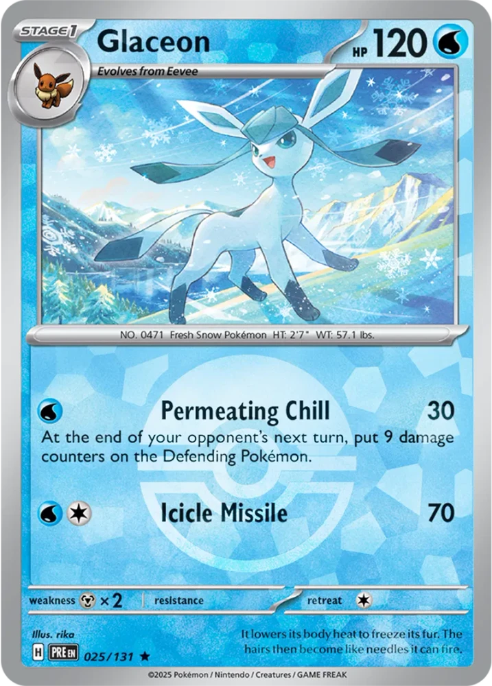 Glaceon 025/131 - Prismatic Evolutions - Pokeball Reverse Holo
