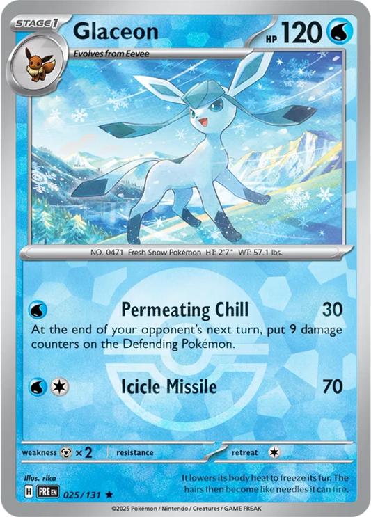 Glaceon 025/131 - Prismatic Evolutions - Pokeball Reverse Holo