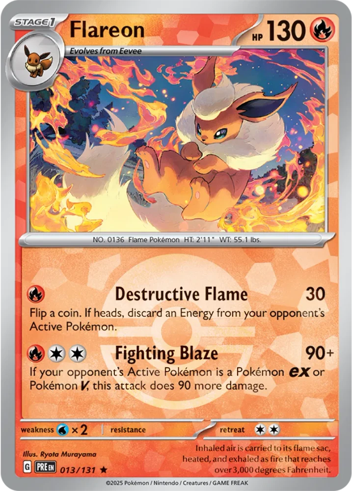 Flareon 013/131 - Prismatic Evolutions - Pokeball Reverse Holo