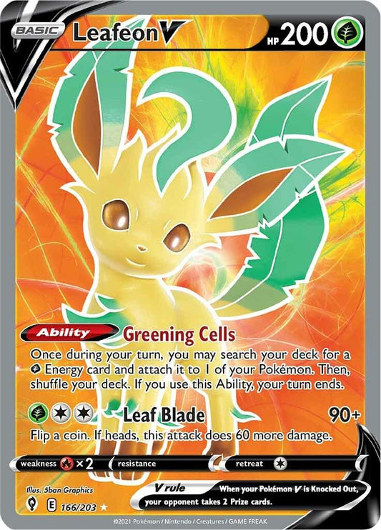 Leafeon V 166/203 - Evolving Skies Full Art Card