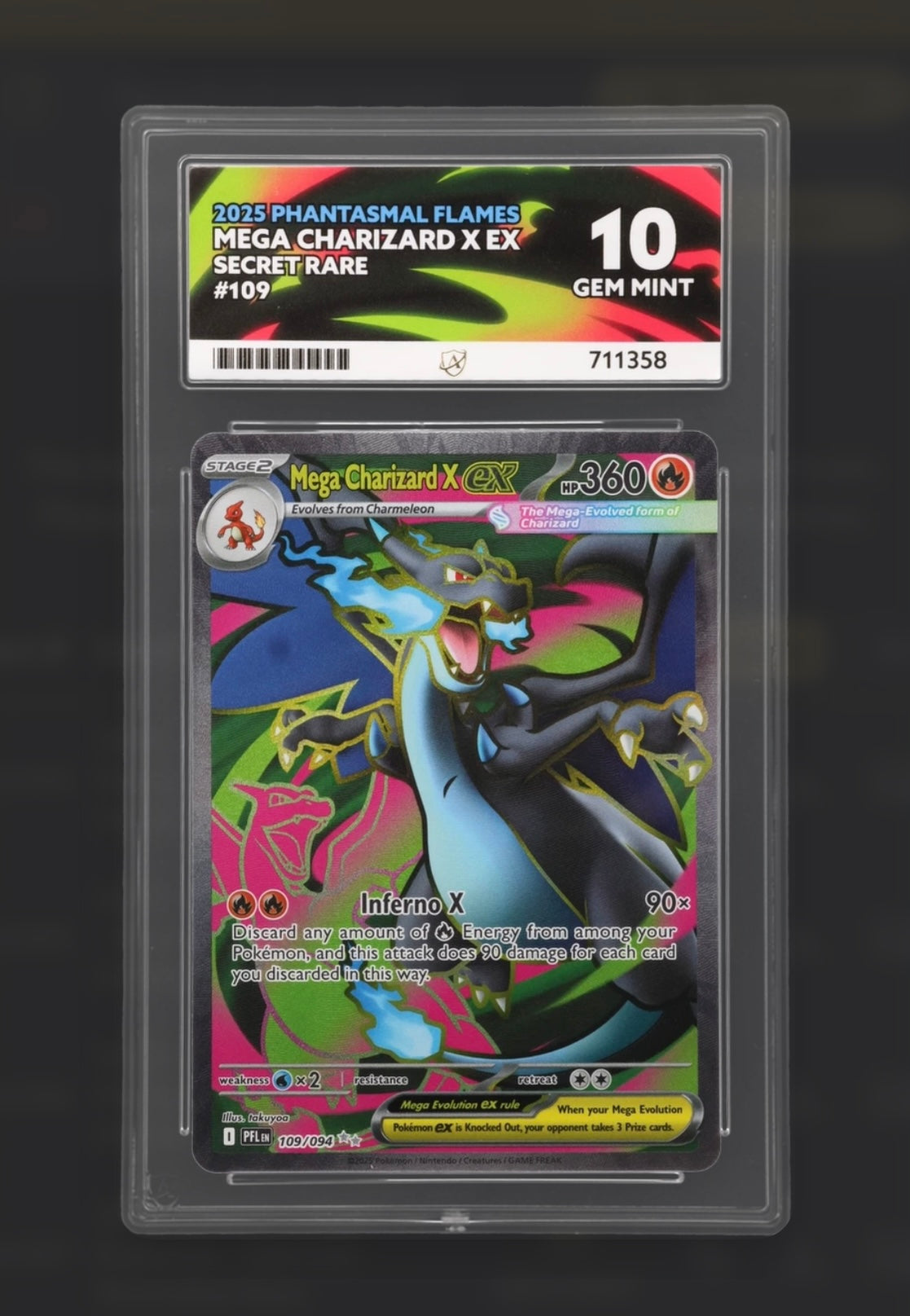 Mega Charizard EX 109/094 - Phantasmal Flames - Secret Rare - ACE 10